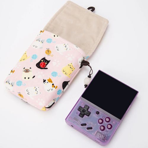 Handmade Storage Bag for Miyoo Mini Plus Maneki-neko (Pink)