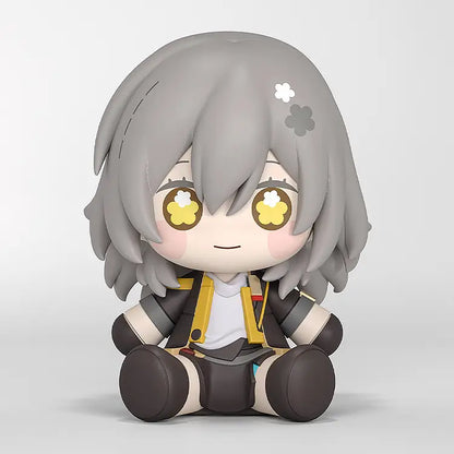 Chibi-style figurine with gray hair and yellow eyes on a white background