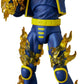 MAFEX X-Man (Nate Grey) (X-Men) Action figure in blue and yellow costume with flame effects or fire coming out of his hands and legs
