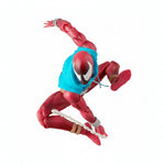 Red superhero figure with a blue hood on a white background
