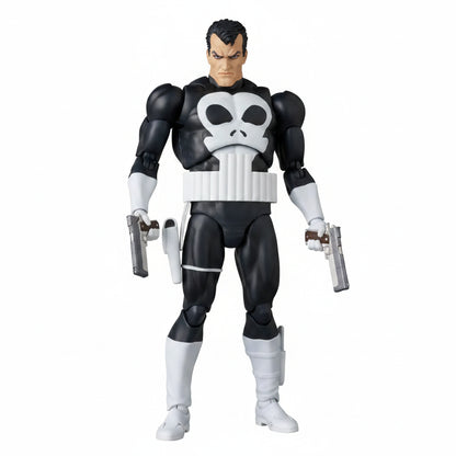 Action figure with a black and white costume on a white background