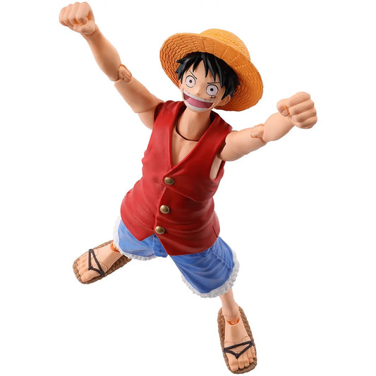 Action figure of Monkey D Luffy in a red vest and straw hat One piece