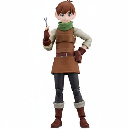 Action figure of a character in a brown outfit with a green scarf, holding a weapon.