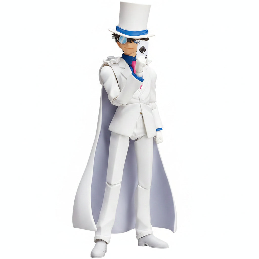 Figure in a white suit with a top hat and sunglasses on a white background