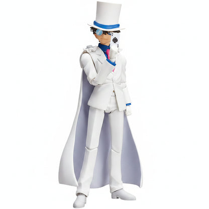 Figure in a white suit with a top hat and sunglasses on a white background