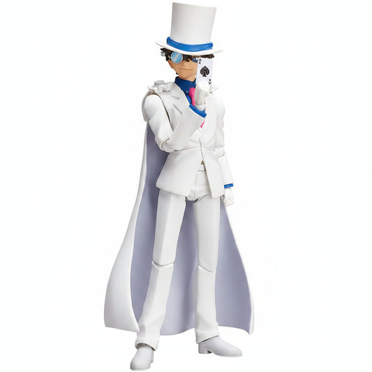 Figure in a white suit with a top hat and sunglasses on a white background