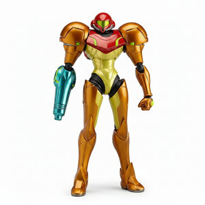 Metallic Samus figure from Metroid series on a white background