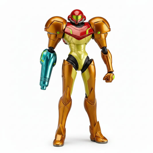 Metallic Samus figure from Metroid series on a white background