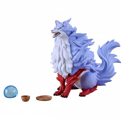 Anime character figurine with blue fur and red paws on a white background