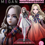 Action figure of a character named Megan with a stylized design, featuring a bow and a red background.