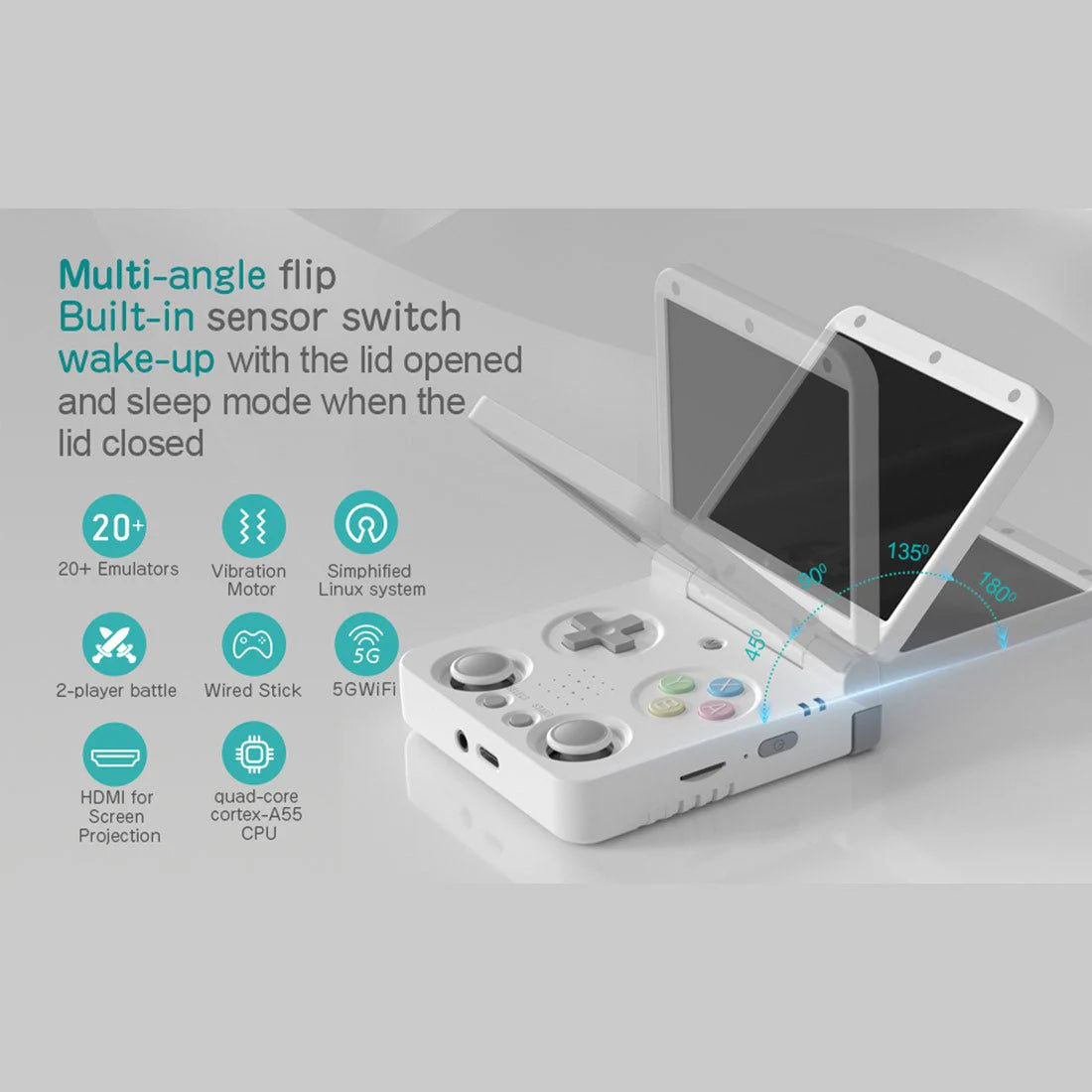 Miyoo Flip V2 – Retro Handheld Game Console | Surwish OS 128GB Game Card included + Free Tempered Glass Protection