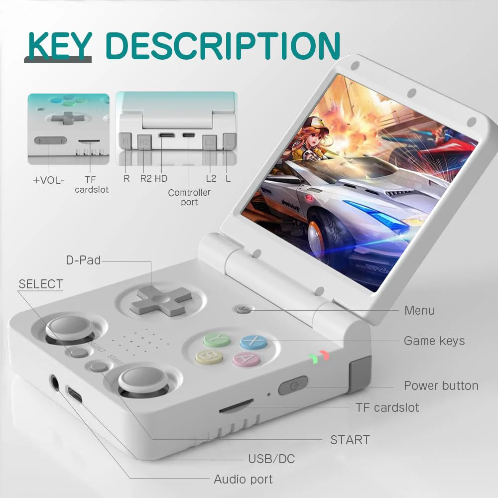 Miyoo Flip V2 – Retro Handheld Game Console | Surwish OS 128GB Game Card included + Free Tempered Glass Protection