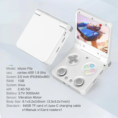 Miyoo Flip V2 – Retro Handheld Game Console | Surwish OS 128GB Game Card included + Free Tempered Glass Protection
