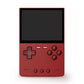 Red TrimUi Brick handheld gaming console with a black screen on a white background